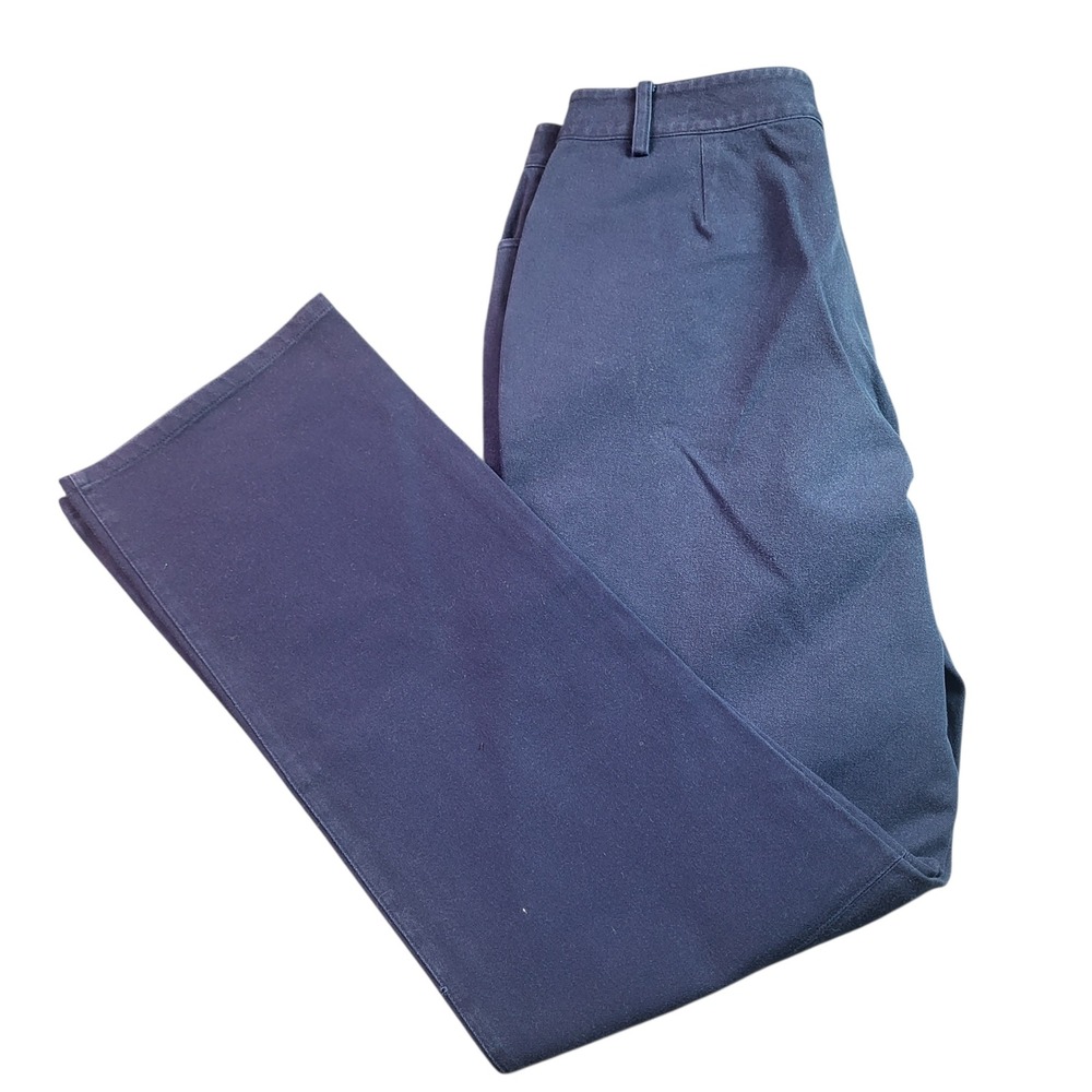 Lauren Ralph Lauren Navy Blue Straight Leg Cotton Blend Trousers Pants Size 8